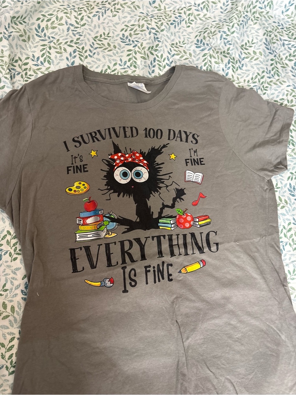 Kids Gray Graphic Tee - "I Survived 100 Days"